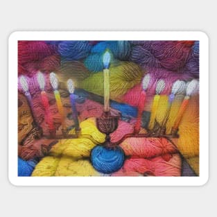 Woolen Menorah Sticker